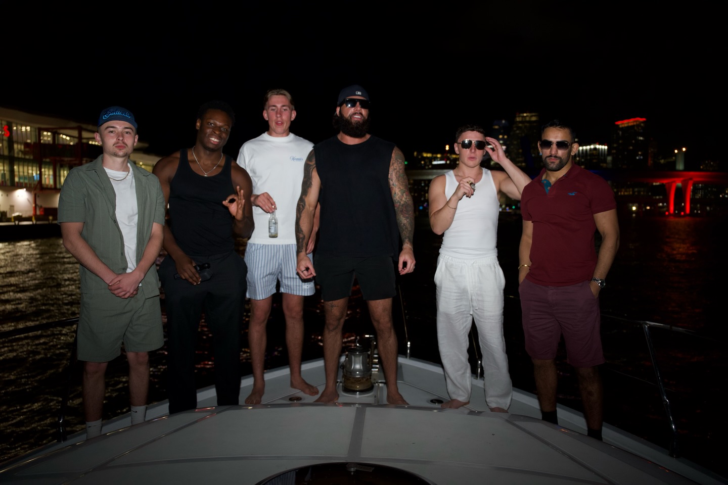 The Diagofit team on a boat at night during a team trip